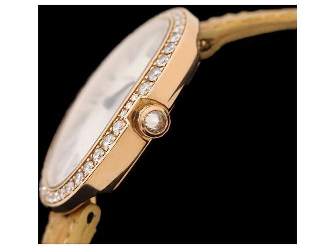 Cartier Benoit Relógio de Ouro Rosa com Bezel de Diamante e Pulseira de Couro - Pequeno Dourado - vista 2