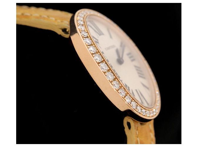 Cartier Benoit Relógio de Ouro Rosa com Bezel de Diamante e Pulseira de Couro - Pequeno Dourado - vista 3