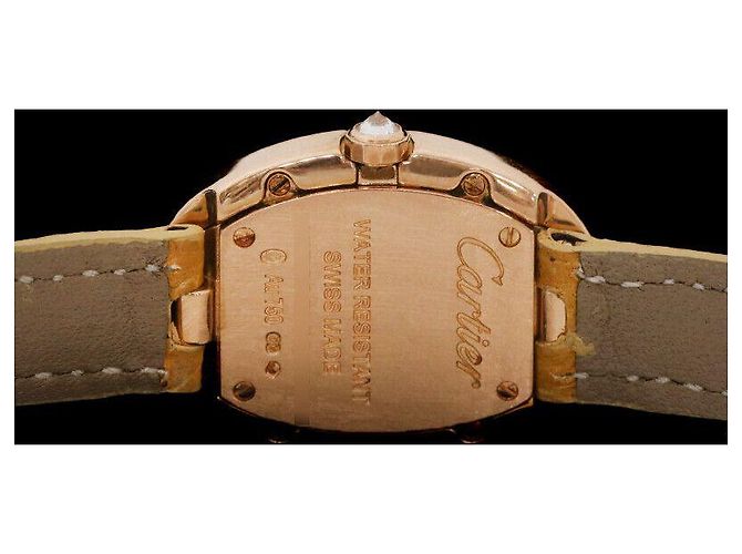 Cartier Benoit Relógio de Ouro Rosa com Bezel de Diamante e Pulseira de Couro - Pequeno Dourado - vista 4