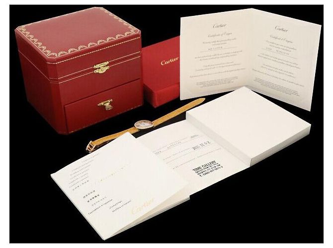 Cartier Benoit Relógio de Ouro Rosa com Bezel de Diamante e Pulseira de Couro - Pequeno Dourado - vista 7