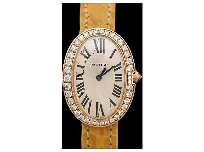 Cartier Benoit Relógio de Ouro Rosa com Bezel de Diamante e Pulseira de Couro - Pequeno Dourado - vista 8