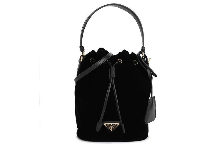 Prada Mini borsa in velluto per donna con dettagli in pelle Napa Nero - vista 3