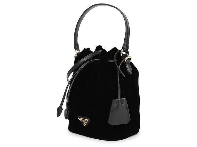 Prada Mini borsa in velluto per donna con dettagli in pelle Napa Nero - vista 4