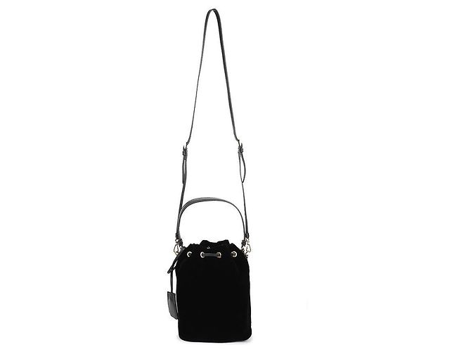 Prada Mini borsa in velluto per donna con dettagli in pelle Napa Nero - vista 5
