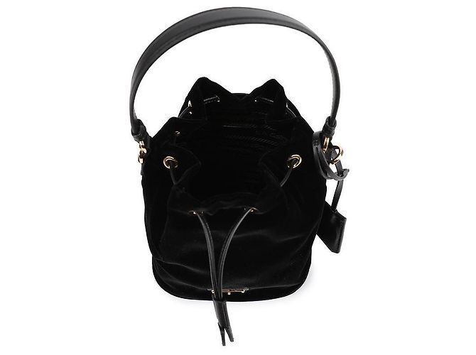 Prada Mini borsa in velluto per donna con dettagli in pelle Napa Nero - vista 7