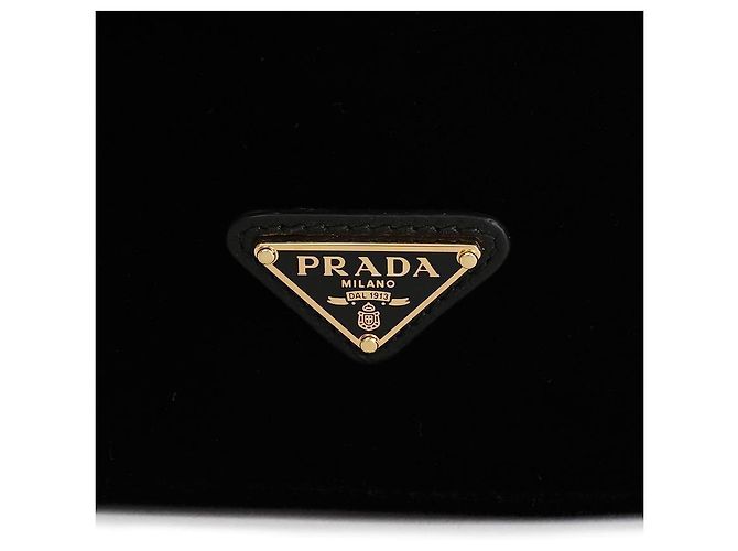 Prada Mini borsa in velluto per donna con dettagli in pelle Napa Nero - vista 9