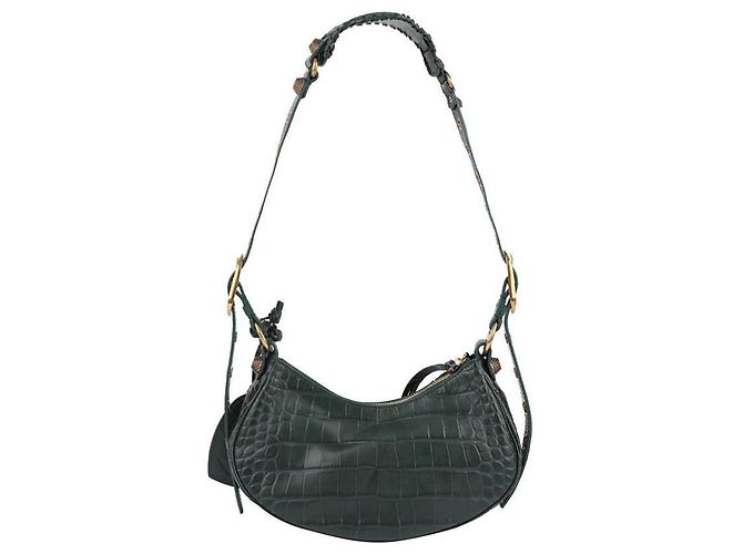 Balenciaga Borsa a Spalla in Coccodrillo Verde - vista 5