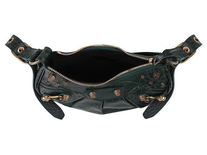Balenciaga Borsa a Spalla in Coccodrillo Verde - vista 7