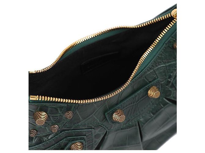 Balenciaga Borsa a Spalla in Coccodrillo Verde - vista 8