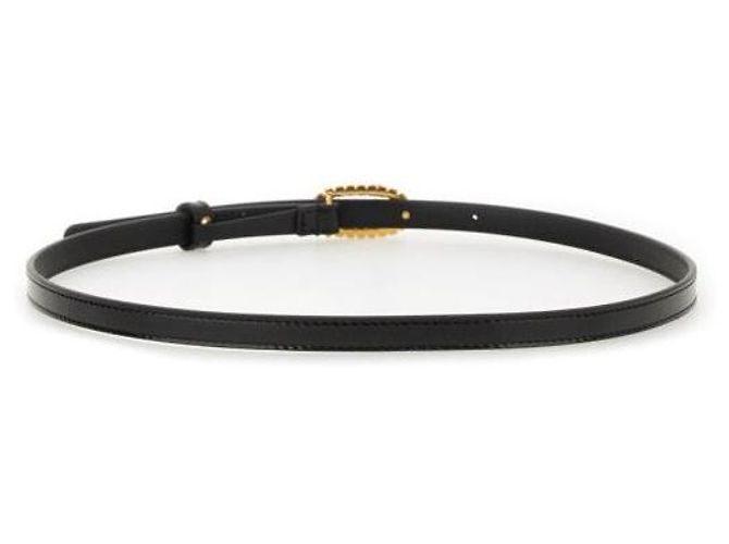Valentino Oval Buckle Patent Leather Belt Black - view 4