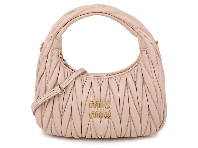 Miu Miu Borsa hobo in pelle Napa Rosa - vista 3