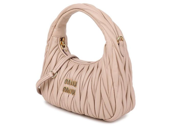 Miu Miu Borsa hobo in pelle Napa Rosa - vista 4