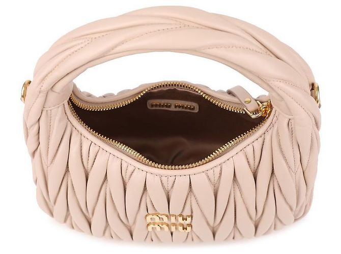 Miu Miu Borsa hobo in pelle Napa Rosa - vista 7