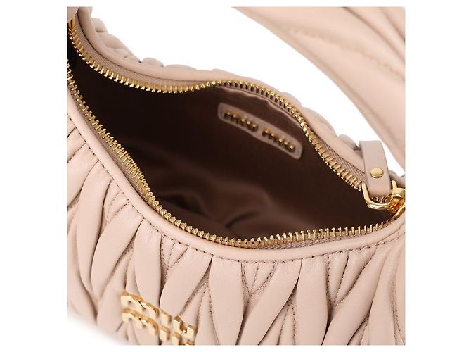 Miu Miu Borsa hobo in pelle Napa Rosa - vista 8