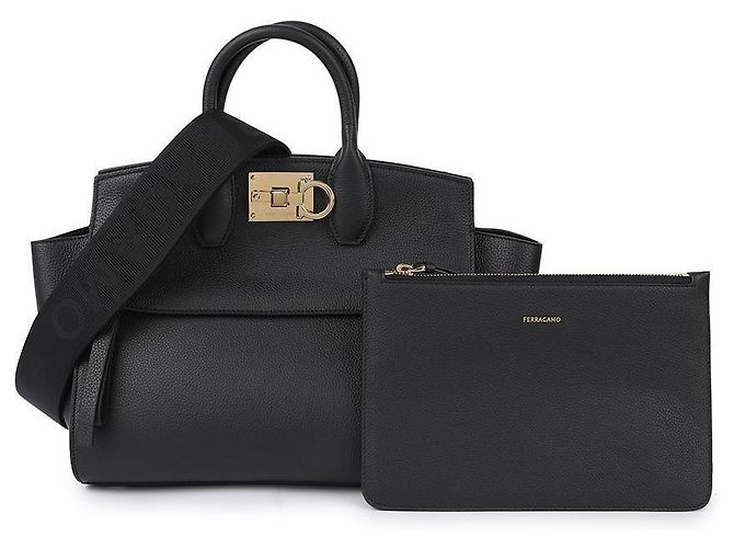 Salvatore Ferragamo Borsa morbida da studio media Nero - vista 3