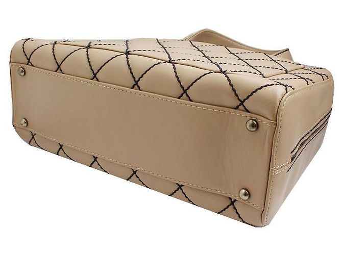 Timeless Chanel Borsa tote in agnello beige cucita Generazione Marrone - vista 4