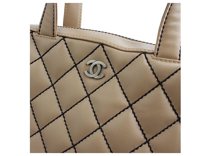 Timeless Chanel Borsa tote in agnello beige cucita Generazione Marrone - vista 7