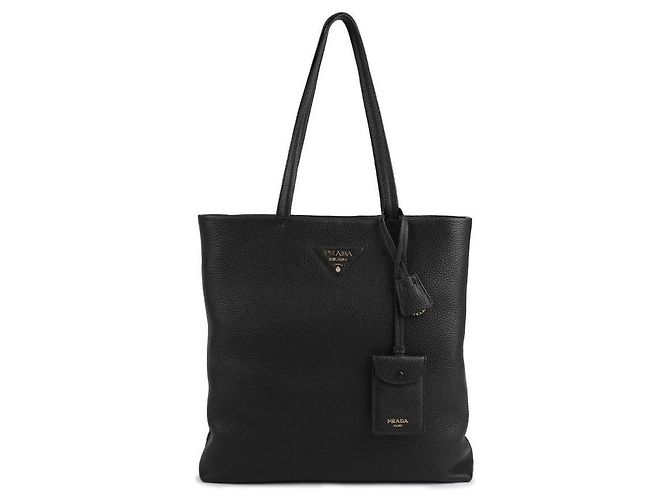 Prada Große Leder Tote Tasche Schwarz - Ansicht 3