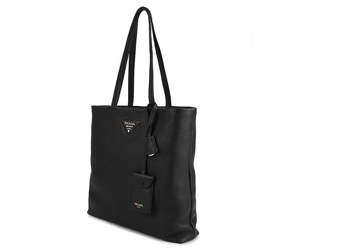 Prada Große Leder Tote Tasche Schwarz - Ansicht 4