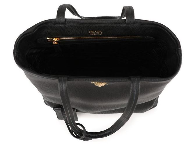 Prada Große Leder Tote Tasche Schwarz - Ansicht 7