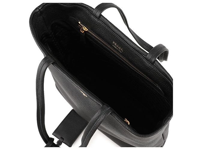 Prada Große Leder Tote Tasche Schwarz - Ansicht 8
