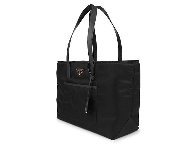Prada Borsa tote media in Re-Nylon e pelle Saffiano Nero - vista 4
