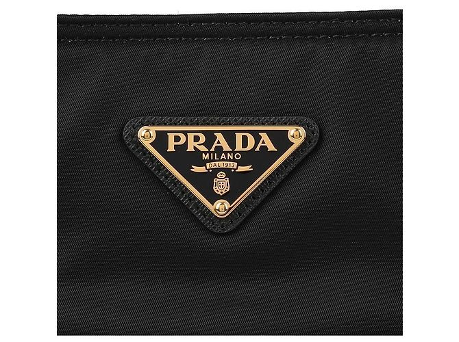Prada Borsa tote media in Re-Nylon e pelle Saffiano Nero - vista 9