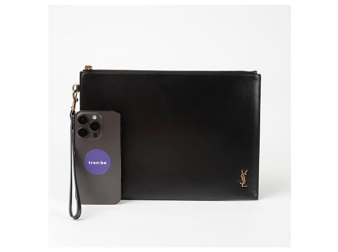 Saint Laurent Clutch con cinturino per tablet Nero - vista 8