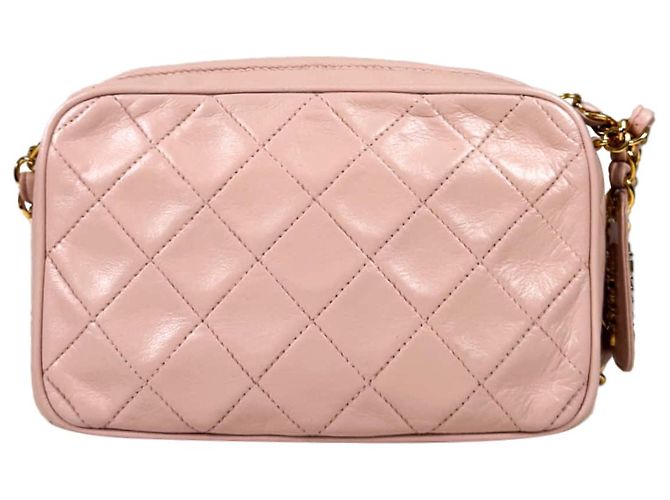Camera Chanel Bolso de cámara cruzado de cadena de piel de cordero dorado con logo CC de Viar para mujeres - Rosa - vista 4