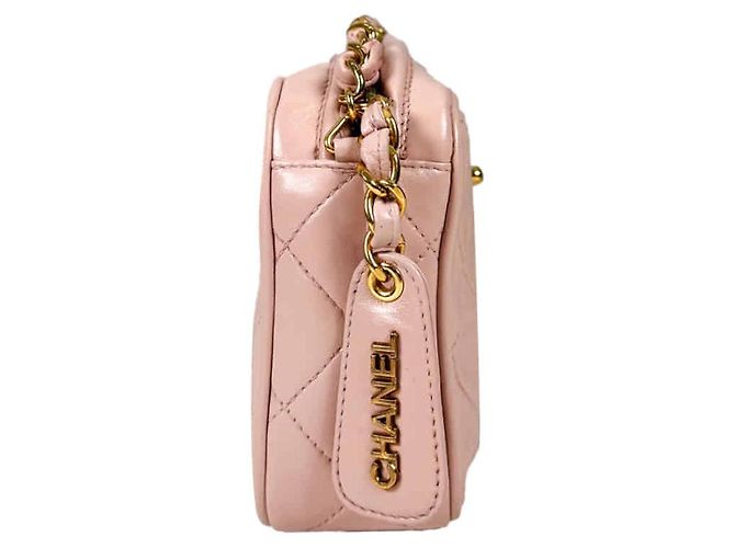 Camera Chanel Bolso de cámara cruzado de cadena de piel de cordero dorado con logo CC de Viar para mujeres - Rosa - vista 5
