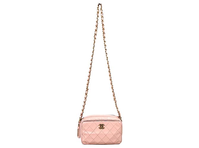 Camera Chanel Bolso de cámara cruzado de cadena de piel de cordero dorado con logo CC de Viar para mujeres - Rosa - vista 6
