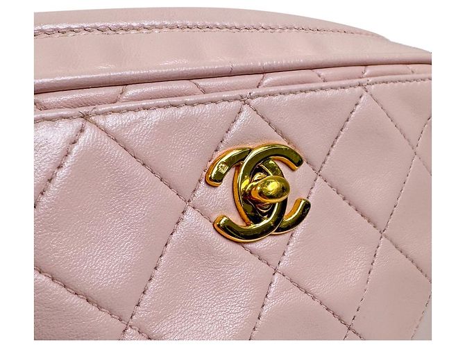 Camera Chanel Bolso de cámara cruzado de cadena de piel de cordero dorado con logo CC de Viar para mujeres - Rosa - vista 8