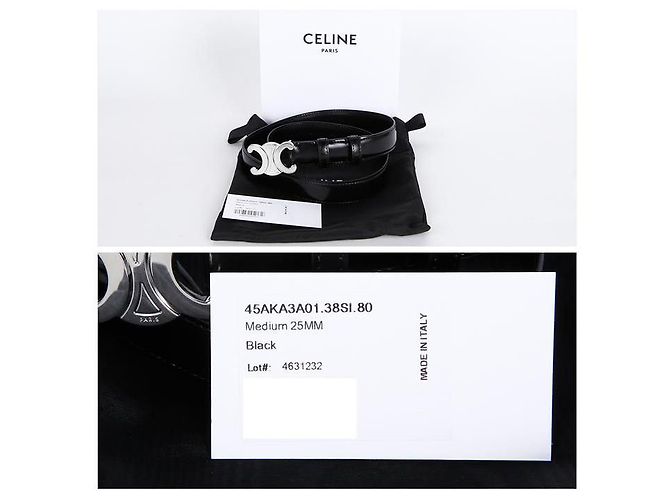 Céline Leder-Gürtel mit Triope-Logo Schwarz - Ansicht 5