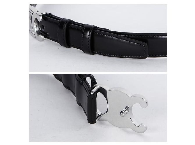 Céline Leder-Gürtel mit Triope-Logo Schwarz - Ansicht 8