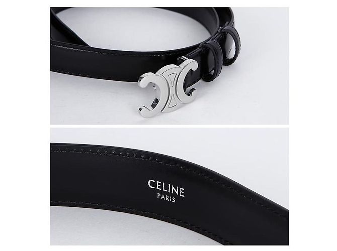 Céline Leder-Gürtel mit Triope-Logo Schwarz - Ansicht 9