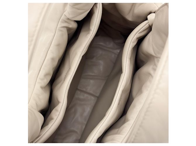 Prada Padded Soft Padding Nappa Leather Bag Medium Desert Beige White - view 10