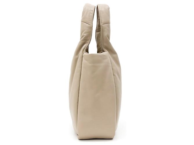 Prada Padded Soft Padding Nappa Leather Bag Medium Desert Beige White - view 3
