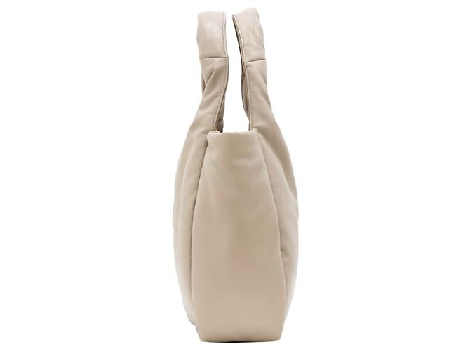 Prada Padded Soft Padding Nappa Leather Bag Medium Desert Beige White - view 5
