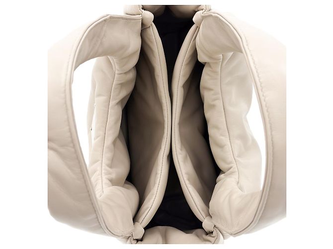 Prada Padded Soft Padding Nappa Leather Bag Medium Desert Beige White - view 8