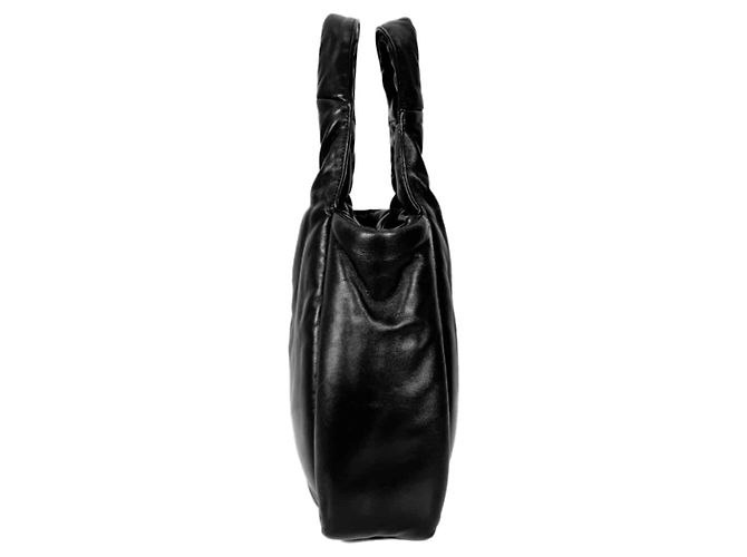 Prada Borsa tote media in morbido cuoio nappa imbottito nera Nero - vista 3
