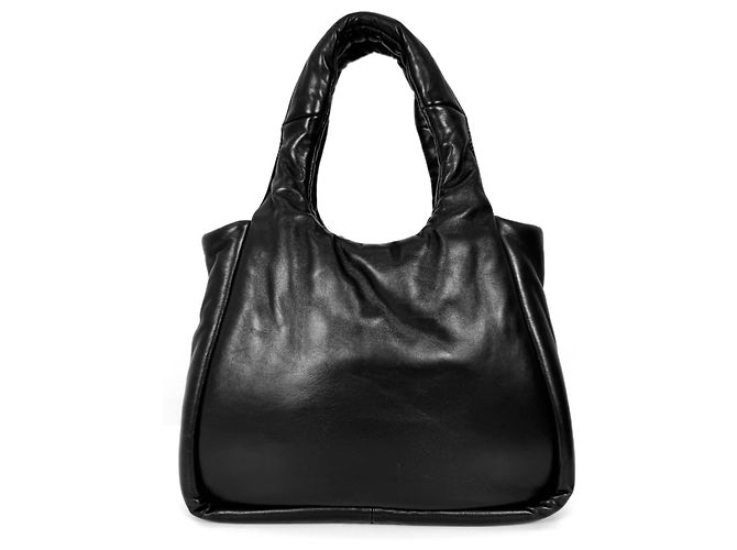 Prada Borsa tote media in morbido cuoio nappa imbottito nera Nero - vista 4