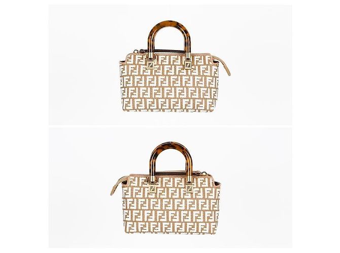 Fendi Borsa Mini Tote By The Way FF Bianco - vista 2