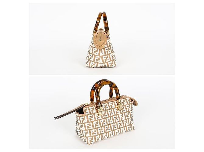Fendi Borsa Mini Tote By The Way FF Bianco - vista 3