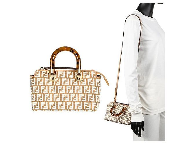Fendi Borsa Mini Tote By The Way FF Bianco - vista 8