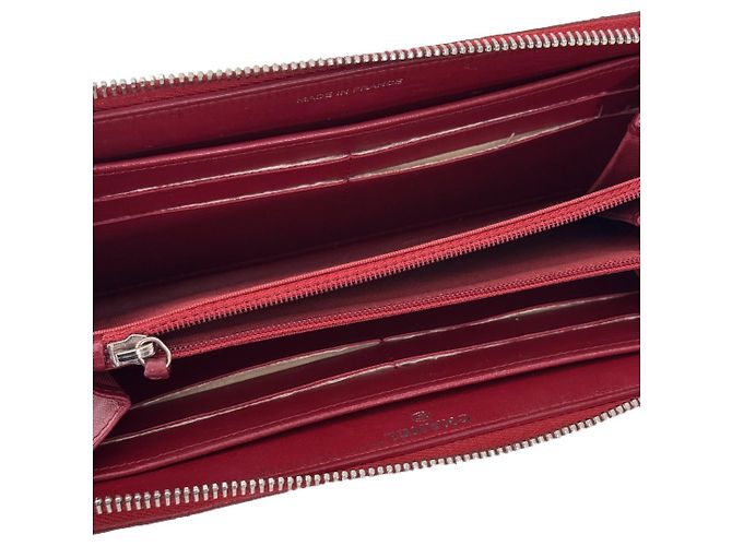 Chanel Damen Geldbörse aus silberplattiertem, gesteppte Lammleder mit CC-Logo - Rot - Ansicht 9