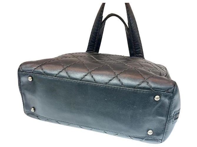 Chanel Schwarze Wildstich Coco Tote Bag aus Leder - Ansicht 4