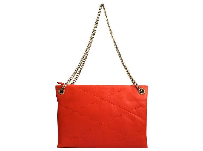 Lanvin Borsa a tracolla con catena e trio di cuciture trapuntate rosse Rosso - vista 3