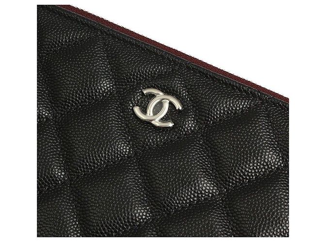 Chanel Clutch Grande in Pelle Trapuntata Nera Caviar Argento CC Serie Nero - vista 6