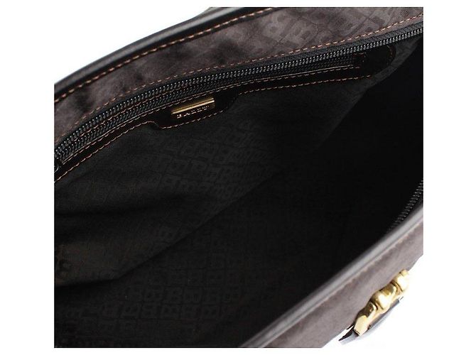 Bally Borsa a spalla in tessuto logo marrone scuro - vista 5