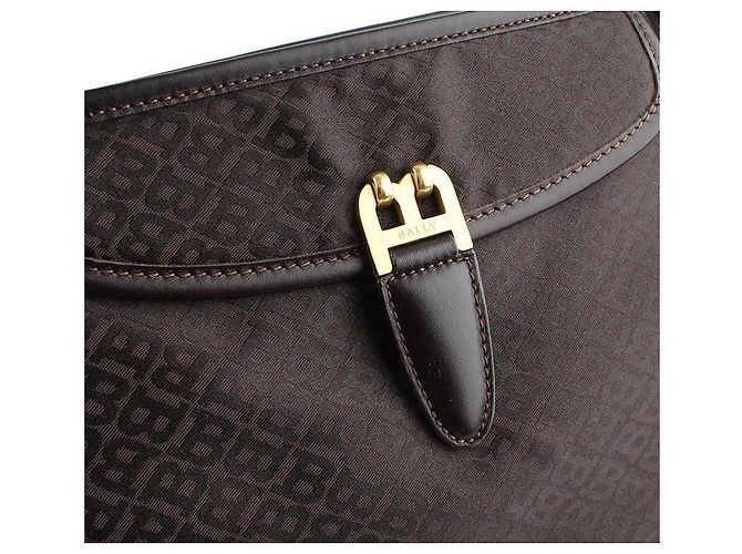 Bally Borsa a spalla in tessuto logo marrone scuro - vista 6